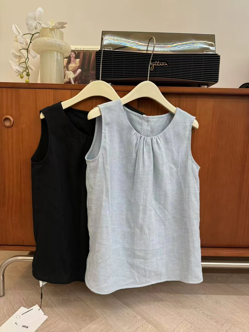 YOI MAGIS【如梦】优雅微宽松型女士天丝亚麻背心女士莫奈花园风