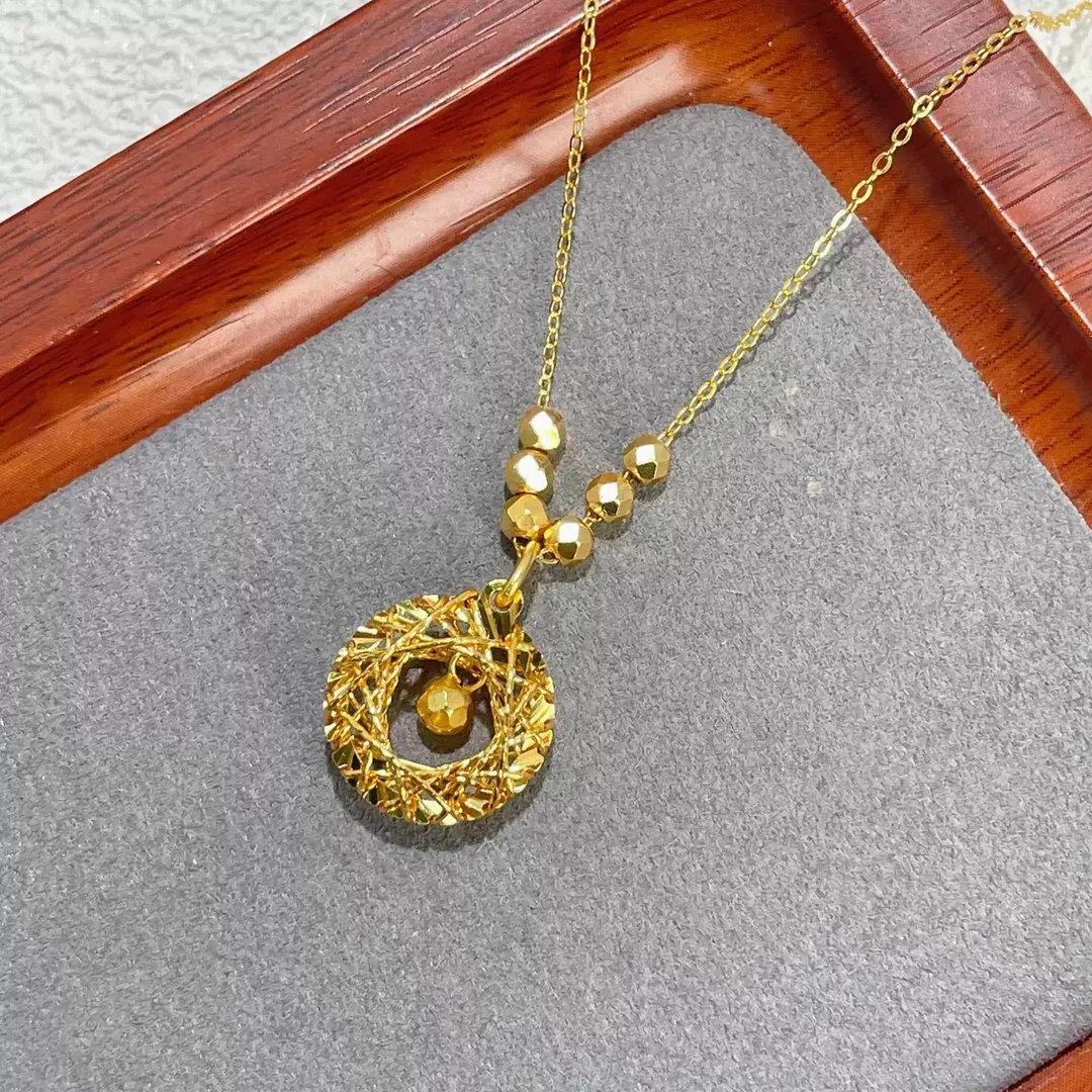 坠链均925银 织梦网鸟巢吊坠项链 银镀金工艺