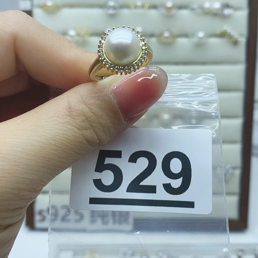 淡水珍珠戒指银S925镶嵌529