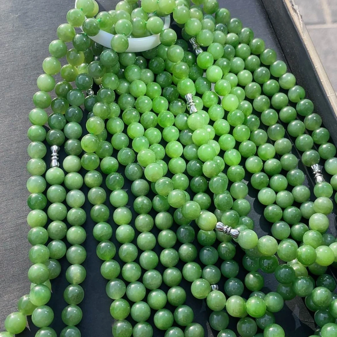 【闪购商品】和田玉项链未镶嵌俄罗斯碧玉美人链多样性发一卡10mm