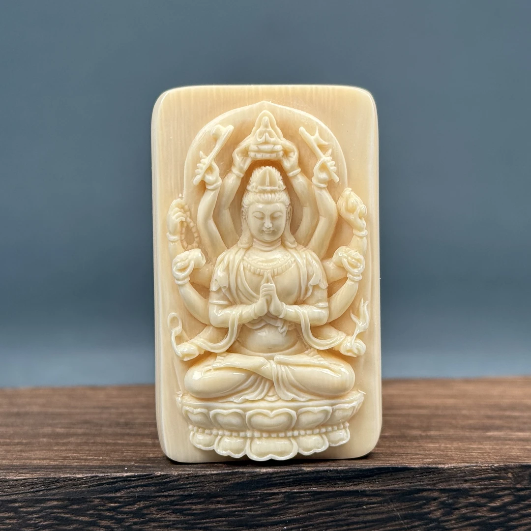 H80-54天然猛犸牙 千手观音 33.7*55.8*12.7mm支持复检假一罚十