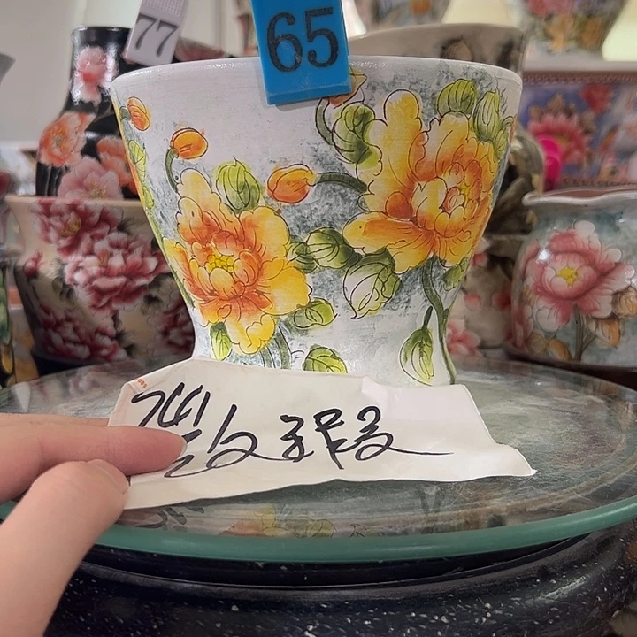 景德镇幸运花盆手绘韩式花盆