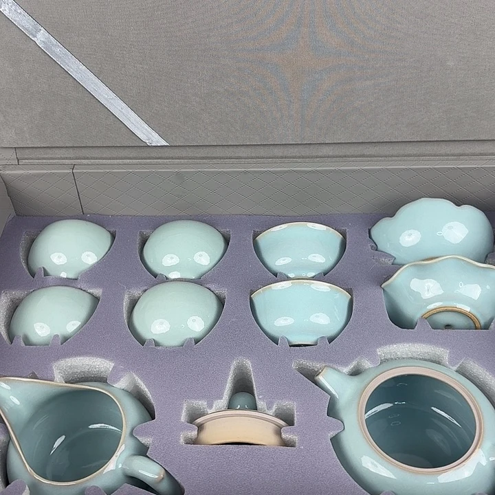 浩*汝窑天青釉套盒