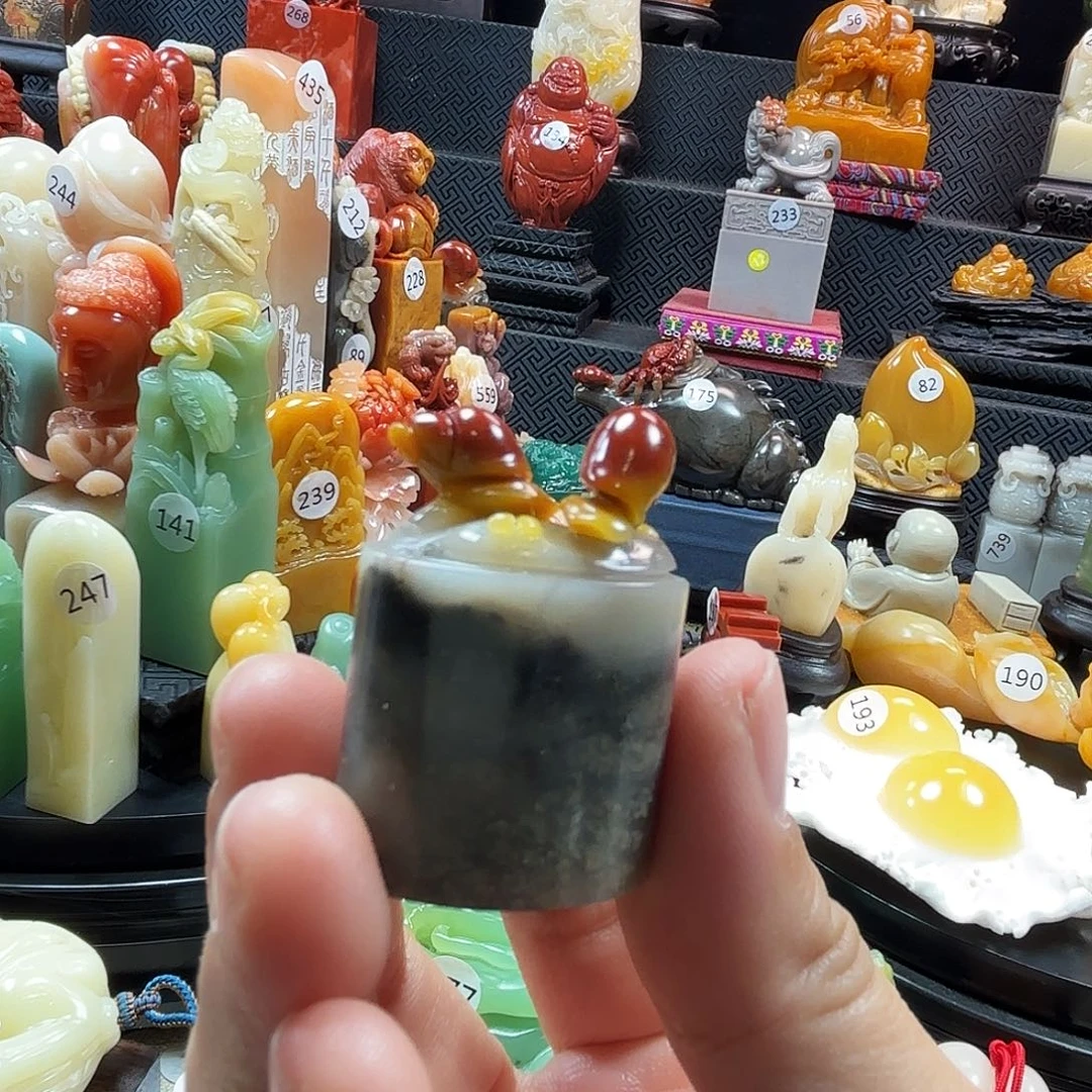 印石寿山石海螺椭圆