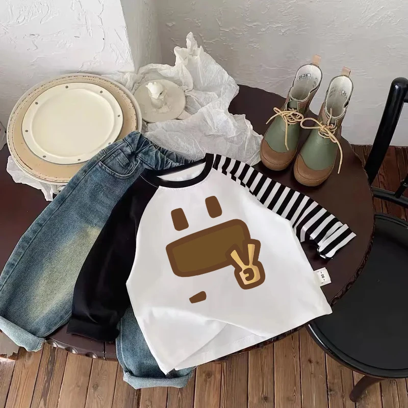 儿童长袖T恤新款卡通印花中小童春秋纯棉打底衫男女童洋气上衣t恤