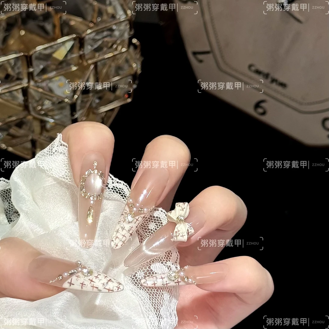 【奶油小香】纯欲纯手工高定猫眼手工穿戴甲气质美甲百搭