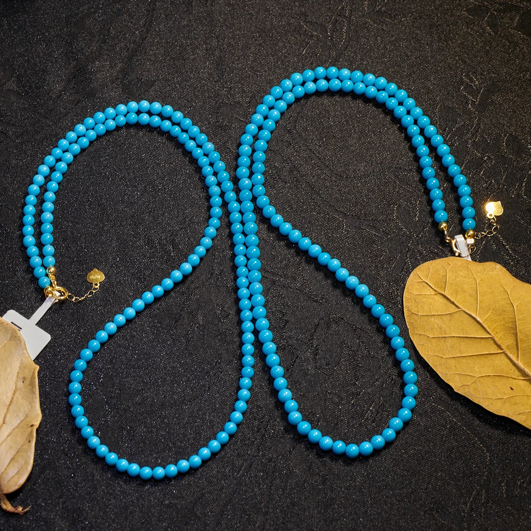 【歪歪】绿松石圆珠项链18k金镶嵌（多样性发一）XB-H0736