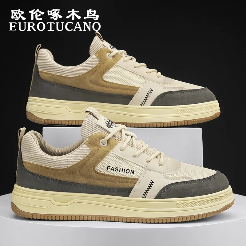 欧伦啄木鸟EUROTUCANO冬季新款男鞋潮流网面透气防滑耐磨运动板鞋
