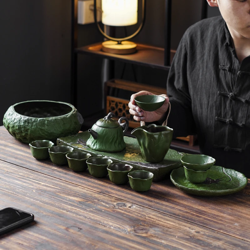 竹青莲蓬茶具大套组高档家用功夫茶杯泡茶器高档家用办公室泡茶壶