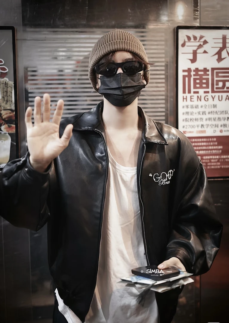 【DANGUAN】新款【珍珠皮衣外套】夹克情侣宽松百搭韩版黑色运动短款