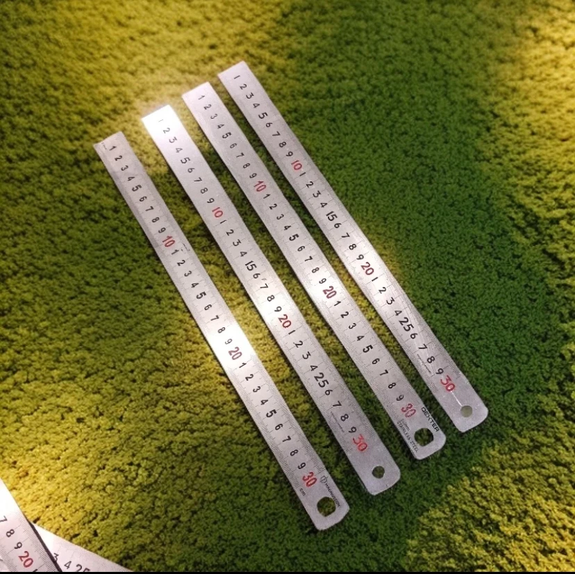 瑕疵品牌随机发货加厚不锈钢直尺钢尺多功能测量工具30cmX5只
