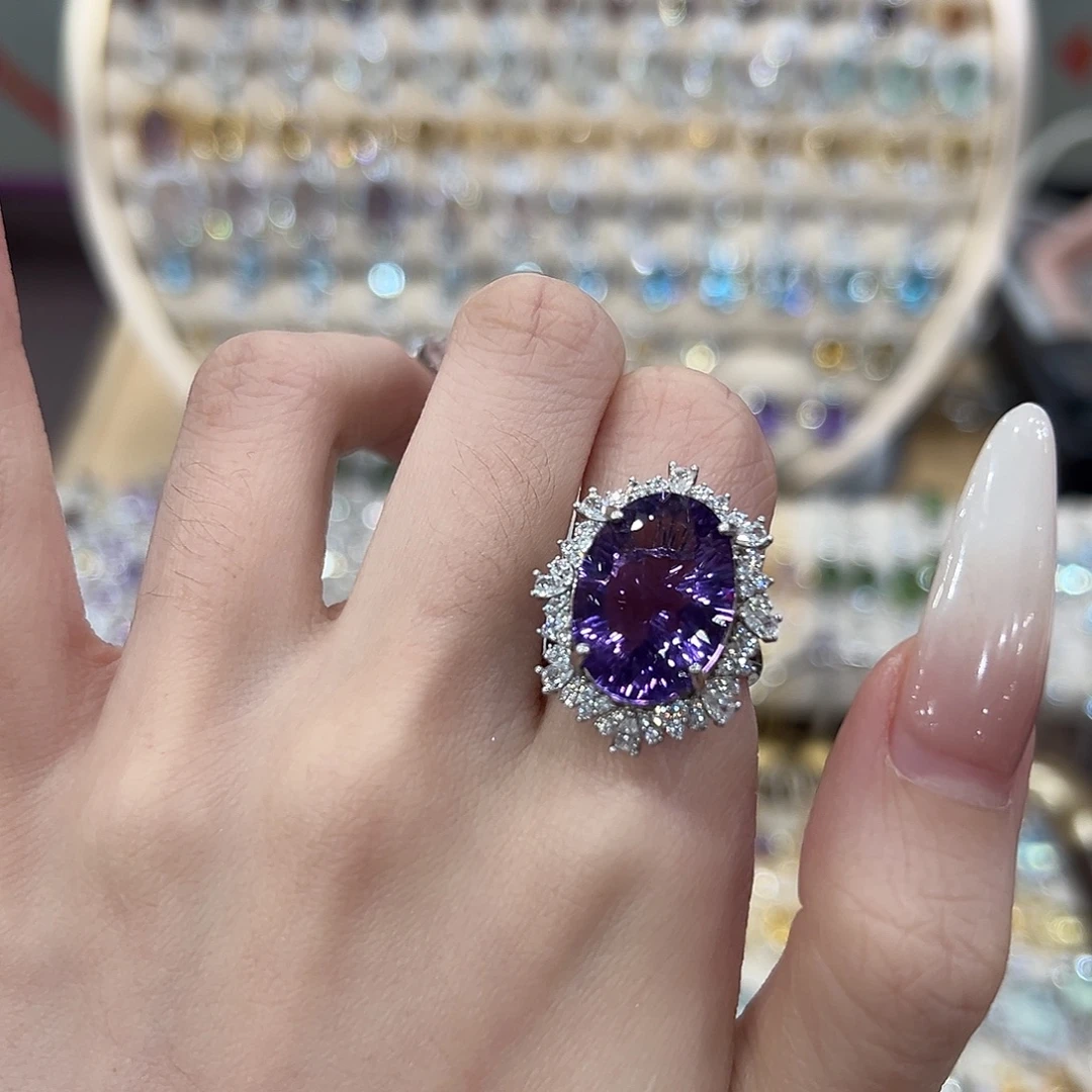 少***我紫晶戒指银S925镶嵌