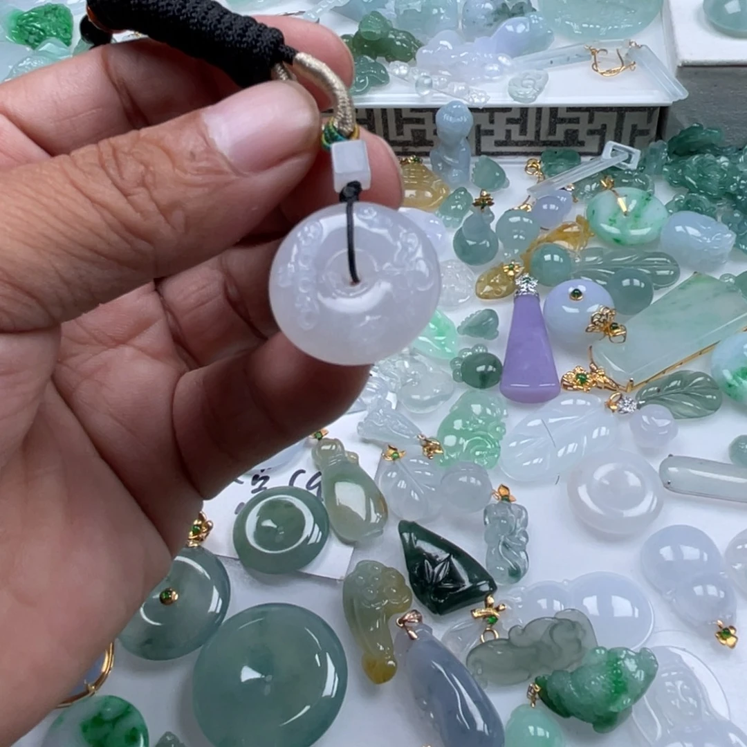 翡翠未镶嵌颈饰翡翠冰紫平安扣