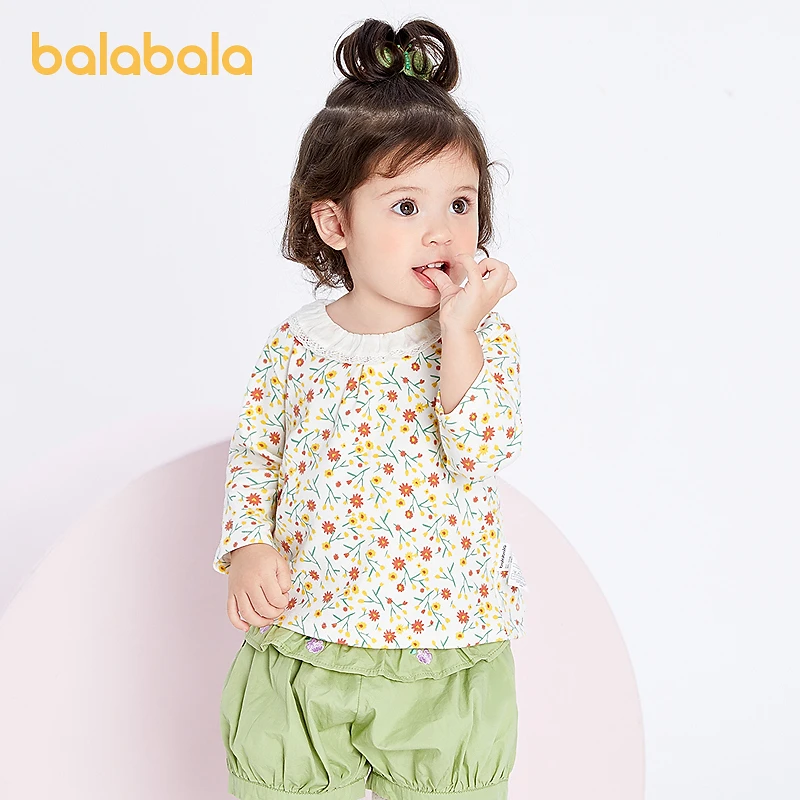巴拉巴拉童装婴儿衬衫宝宝上衣薄款女童T恤打底衫2025新款春装萌