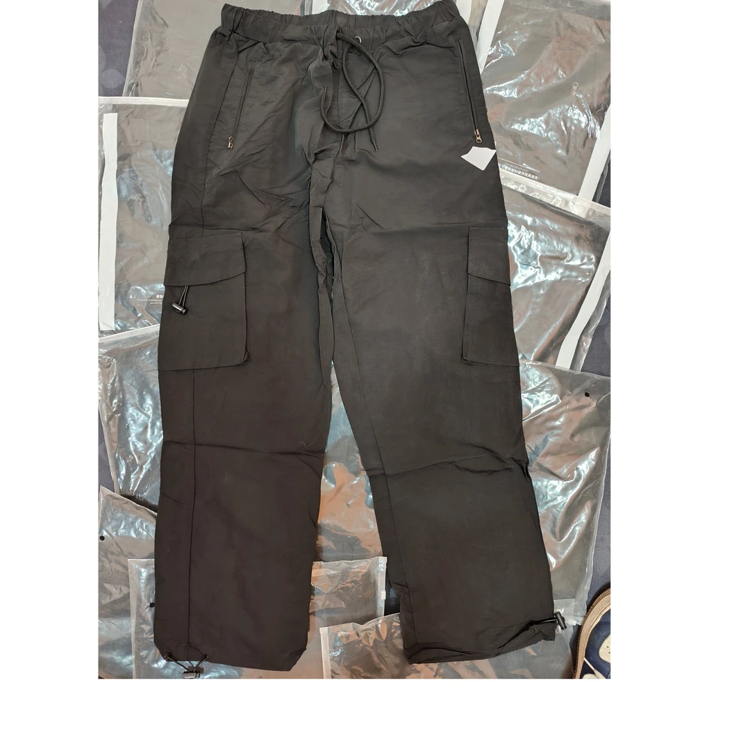 2025新款抽绳休闲长裤孤品男女同款夏季裤子宽松黑色直筒休闲裤