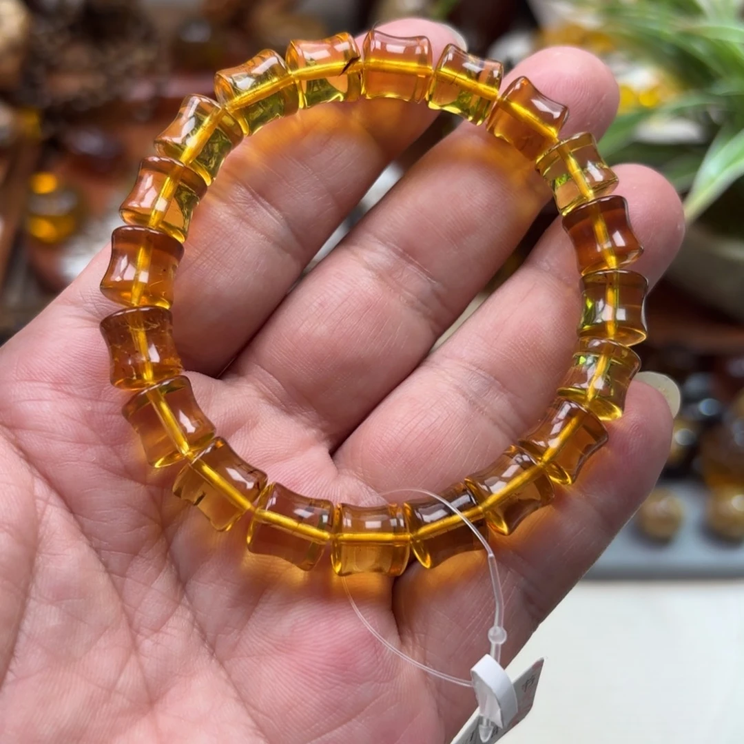 手链琥珀未镶嵌竹节棕红珀