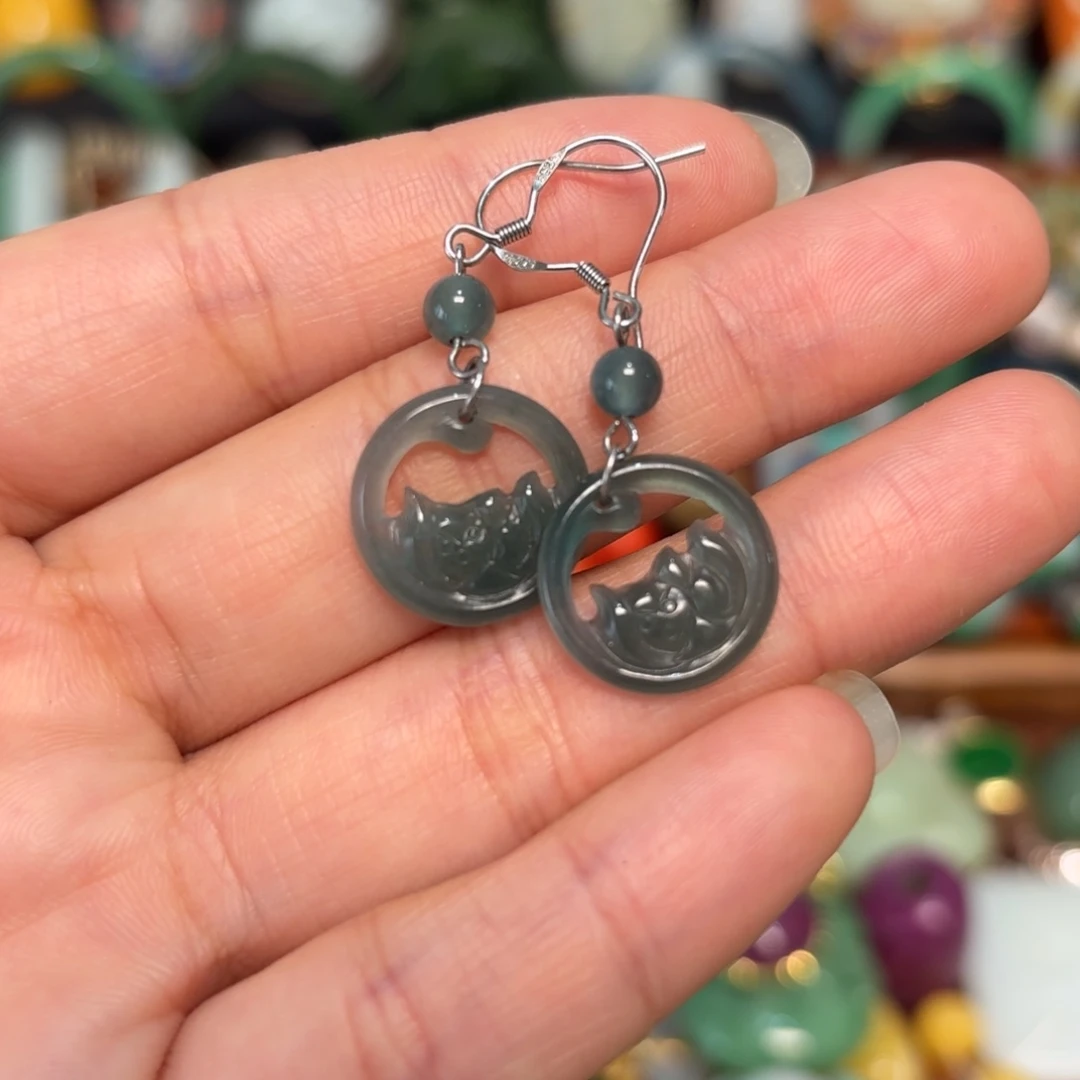 翡翠银S925镶嵌耳饰开播福利不议价炸