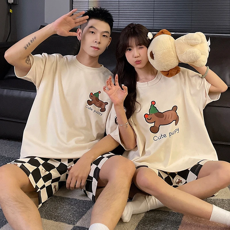 情侣睡衣家居服高级感夏季2025年新款大码短袖可外穿可爱风两件套