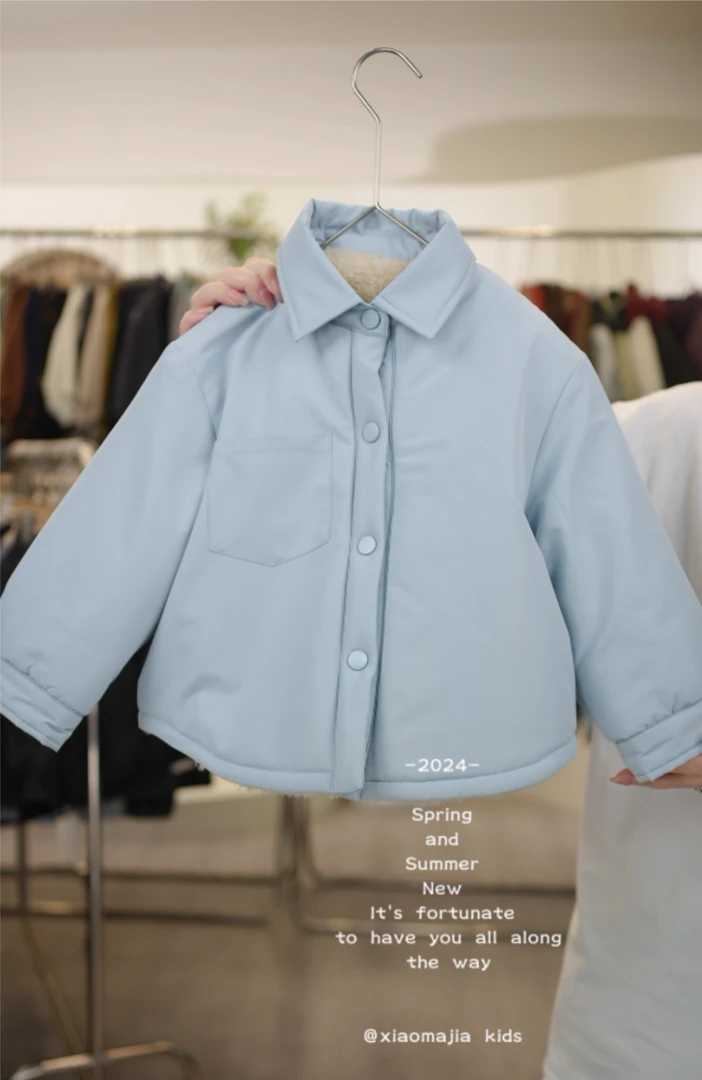 现货-儿童冬季棉服内里仿兔毛加厚外套D-5029清新加厚保暖男女童