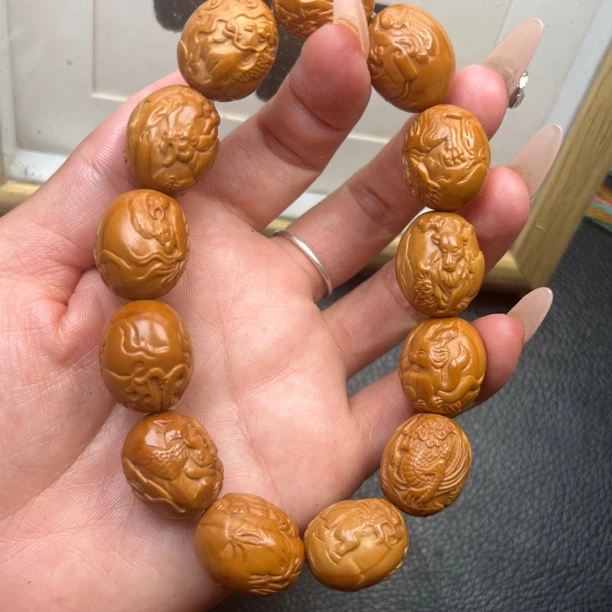 【山海经】各大神兽保啥安橄榄核雕手串手工文玩吊坠