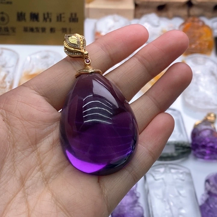 水晶颈饰18K金镶嵌柠****）定制