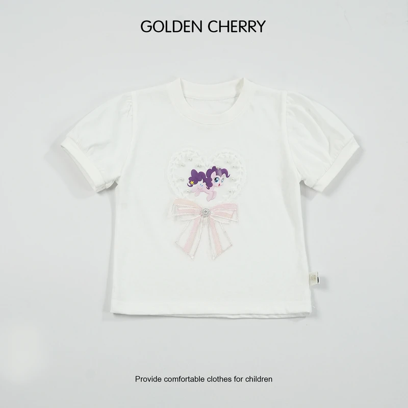 【金樱桃Golden cherry】小童白色小马宝宝莉莉可爱T恤QDD751