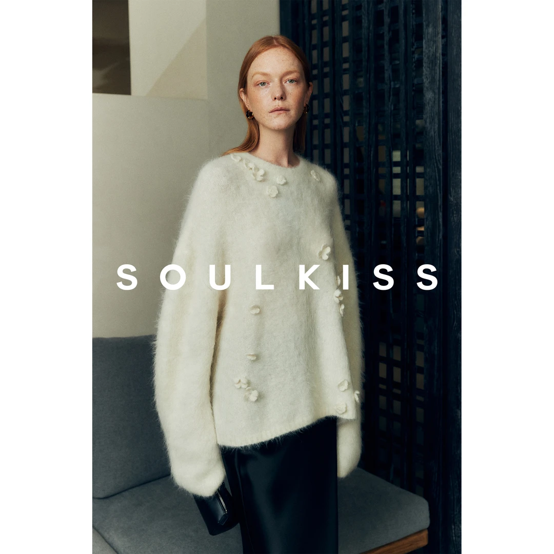 SOULKISS独家原创 绝美仙气手工立体钩花羊驼毛慵懒针织打底毛衣