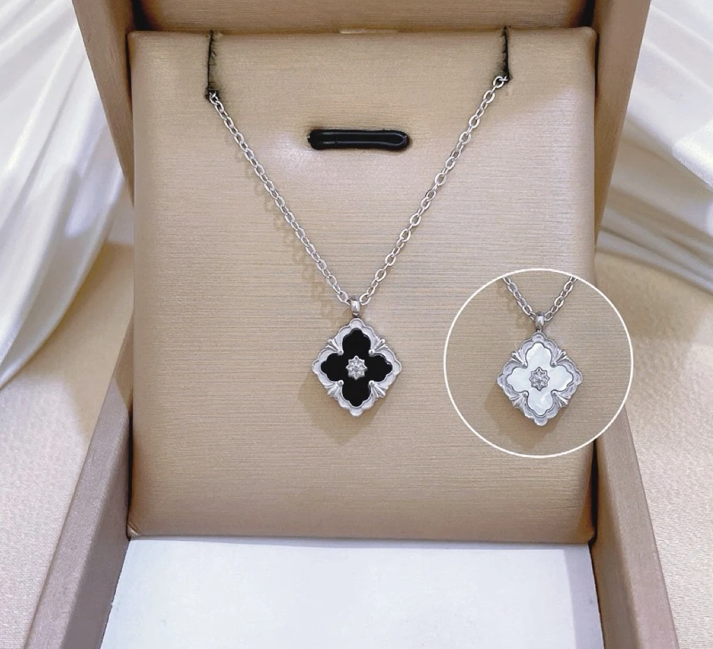 铜合金项链 3025 镂空菱形轻奢锁骨链