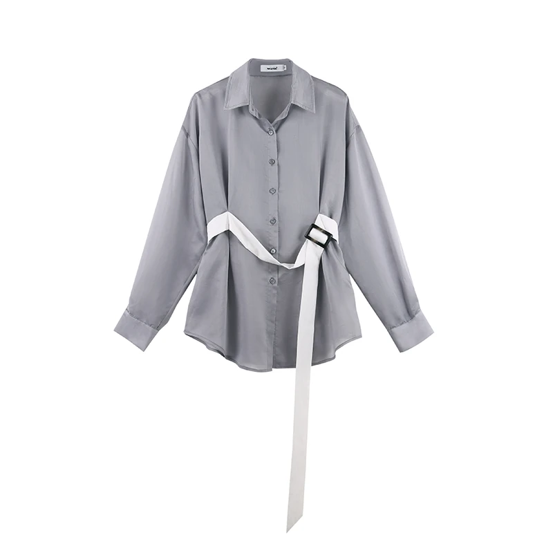 「悠然夏日」夏季新款天丝＋曲天丝百搭收腰长衬衣SHBZX622251