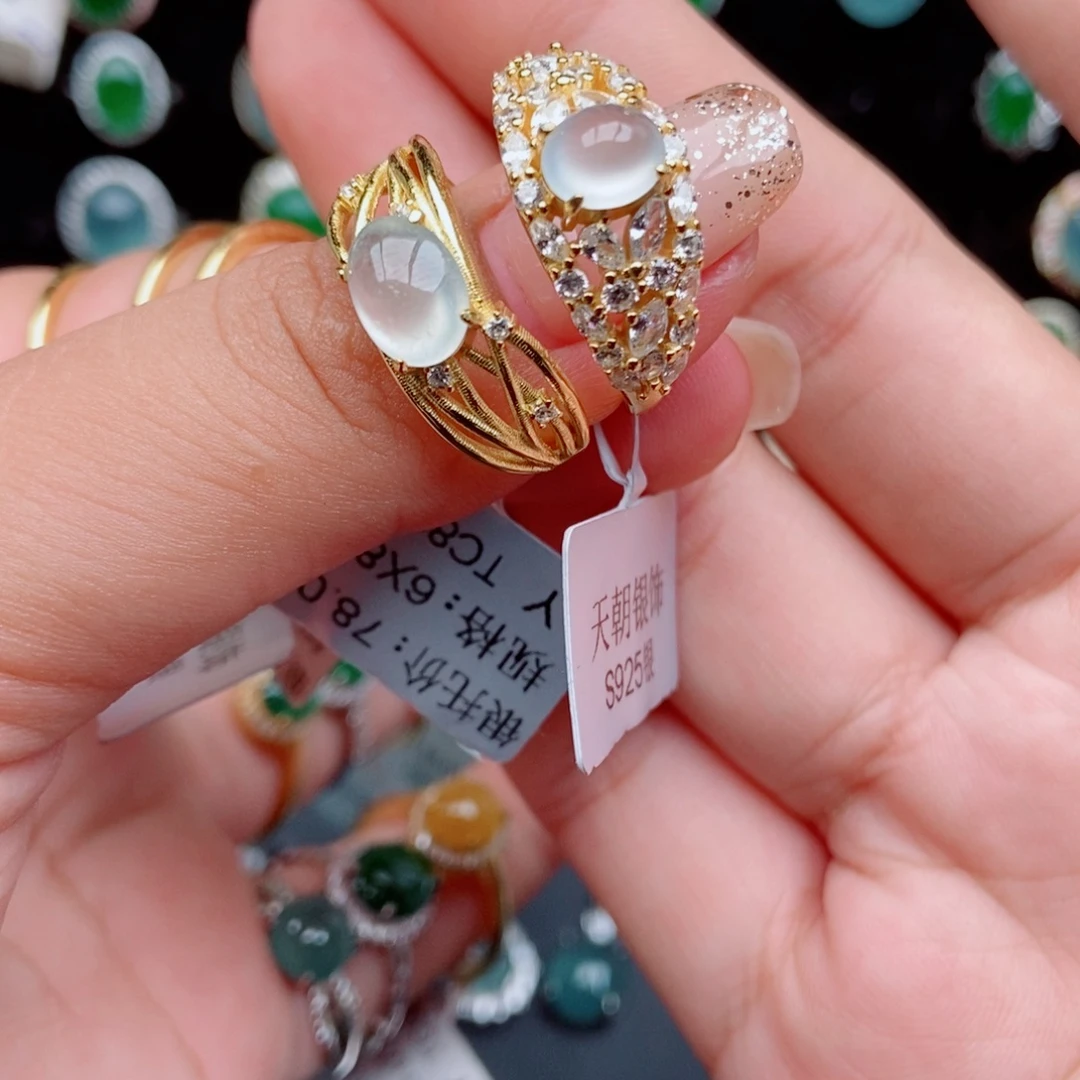 日***益翡翠银S925镶嵌戒指