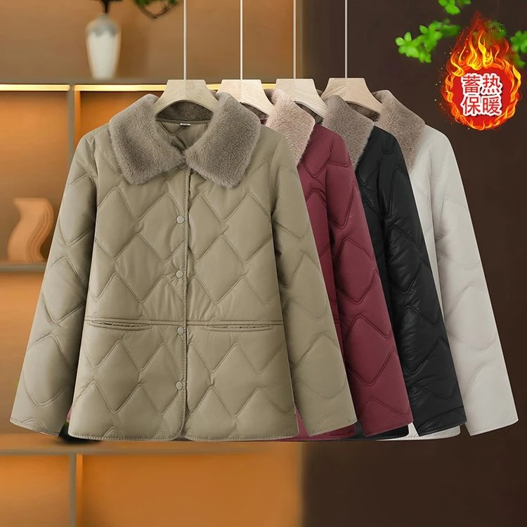 2025冬季新款加棉加厚时尚妈妈皮棉衣定格锁棉时尚减龄妈妈上衣