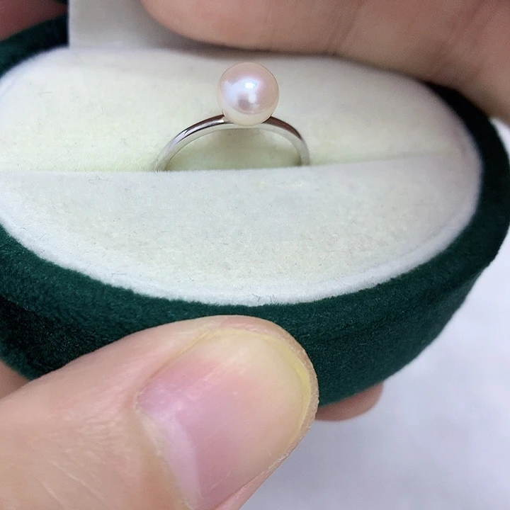 淡水珍珠银S925镶嵌戒指6-7mm