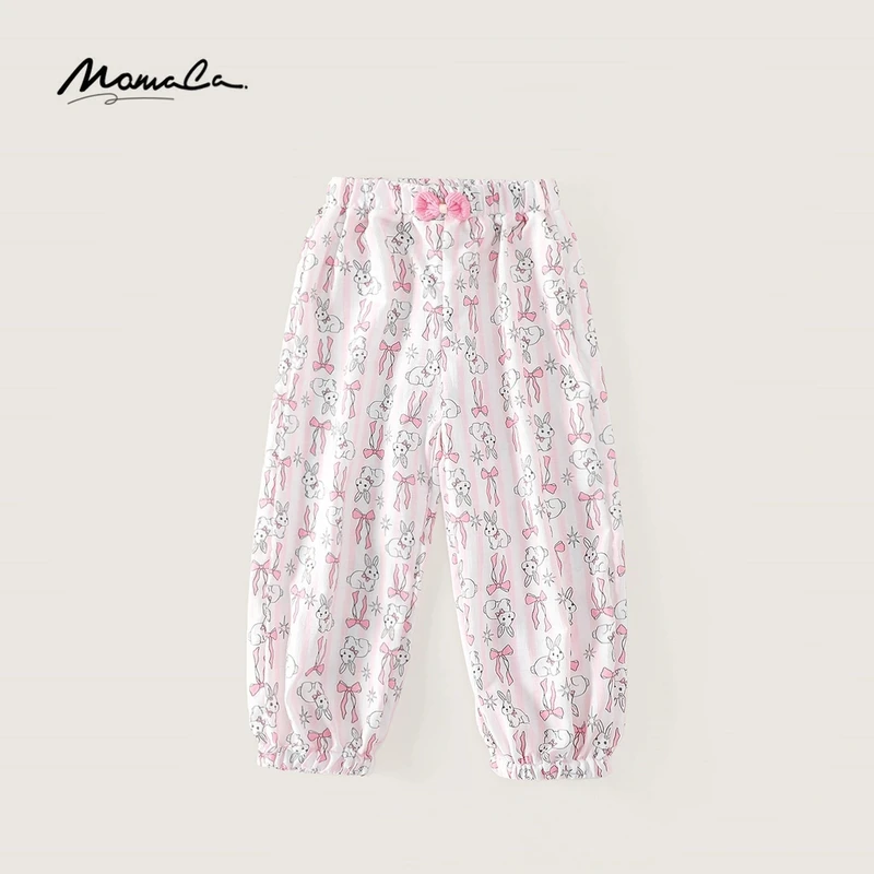 MOMOCO夏季女童可爱小兔子薄款满印百搭防蚊裤休闲裤77630354038