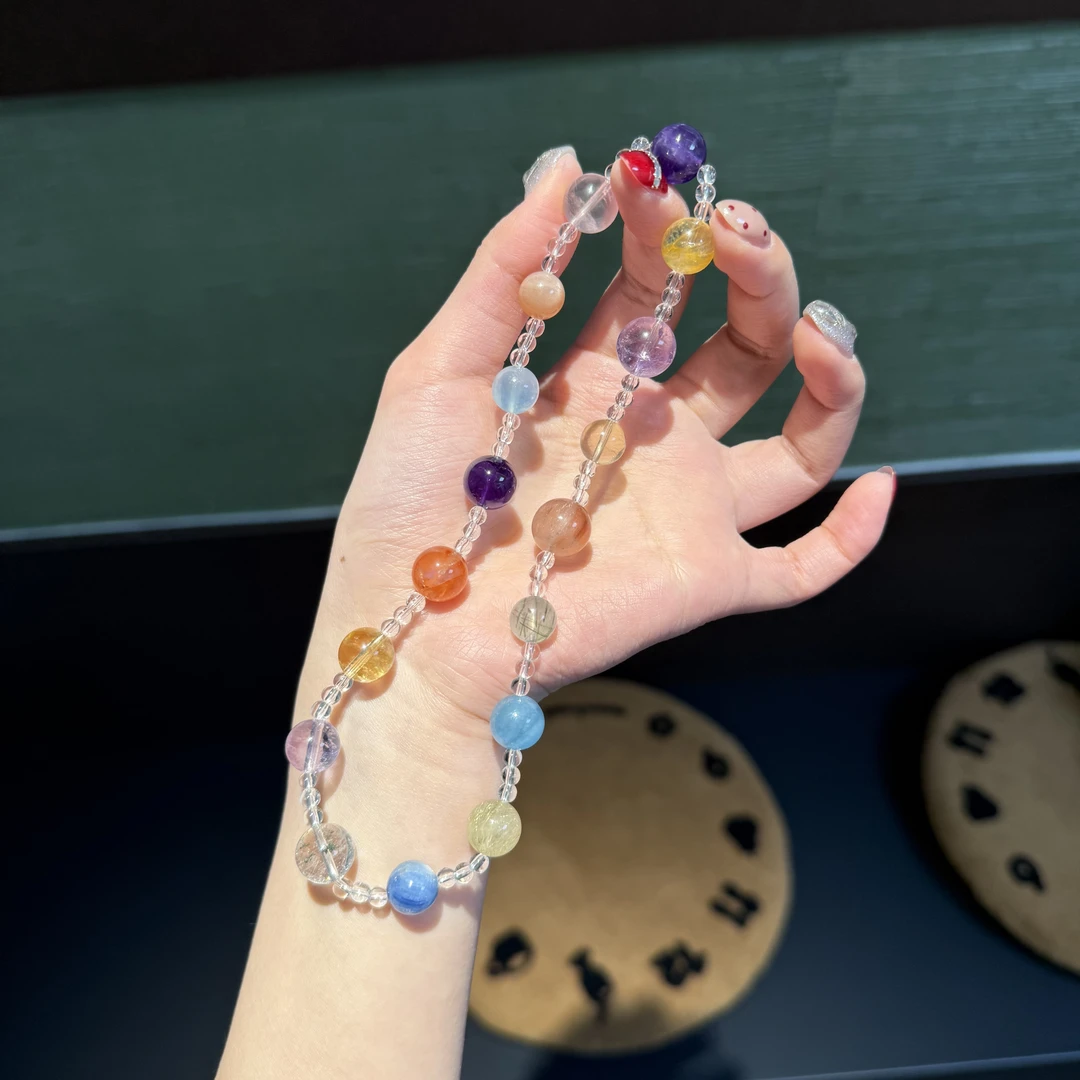 F*糖霜虹串*金发晶白水多宝双圈手串 多样性发其一