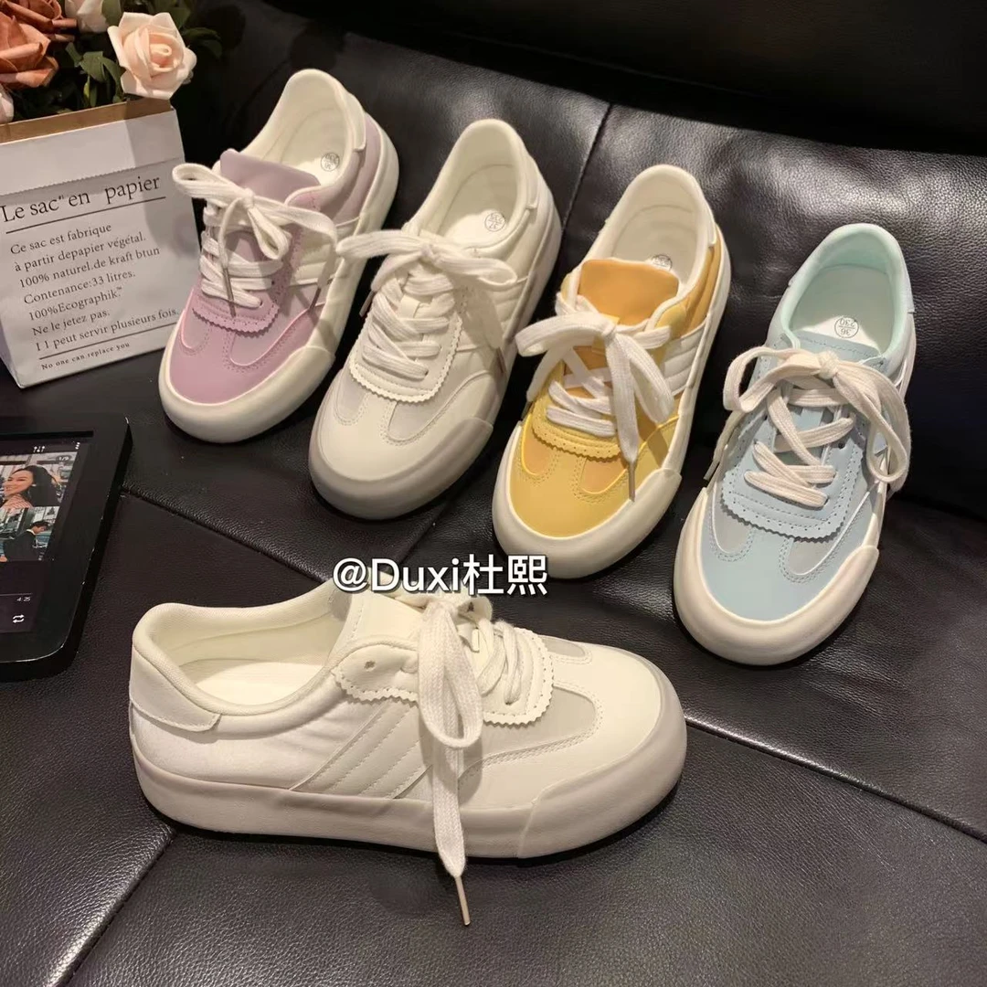 Duxi杜熙2025春季新款小众低帮百搭厚底休闲小白鞋学生党板鞋女