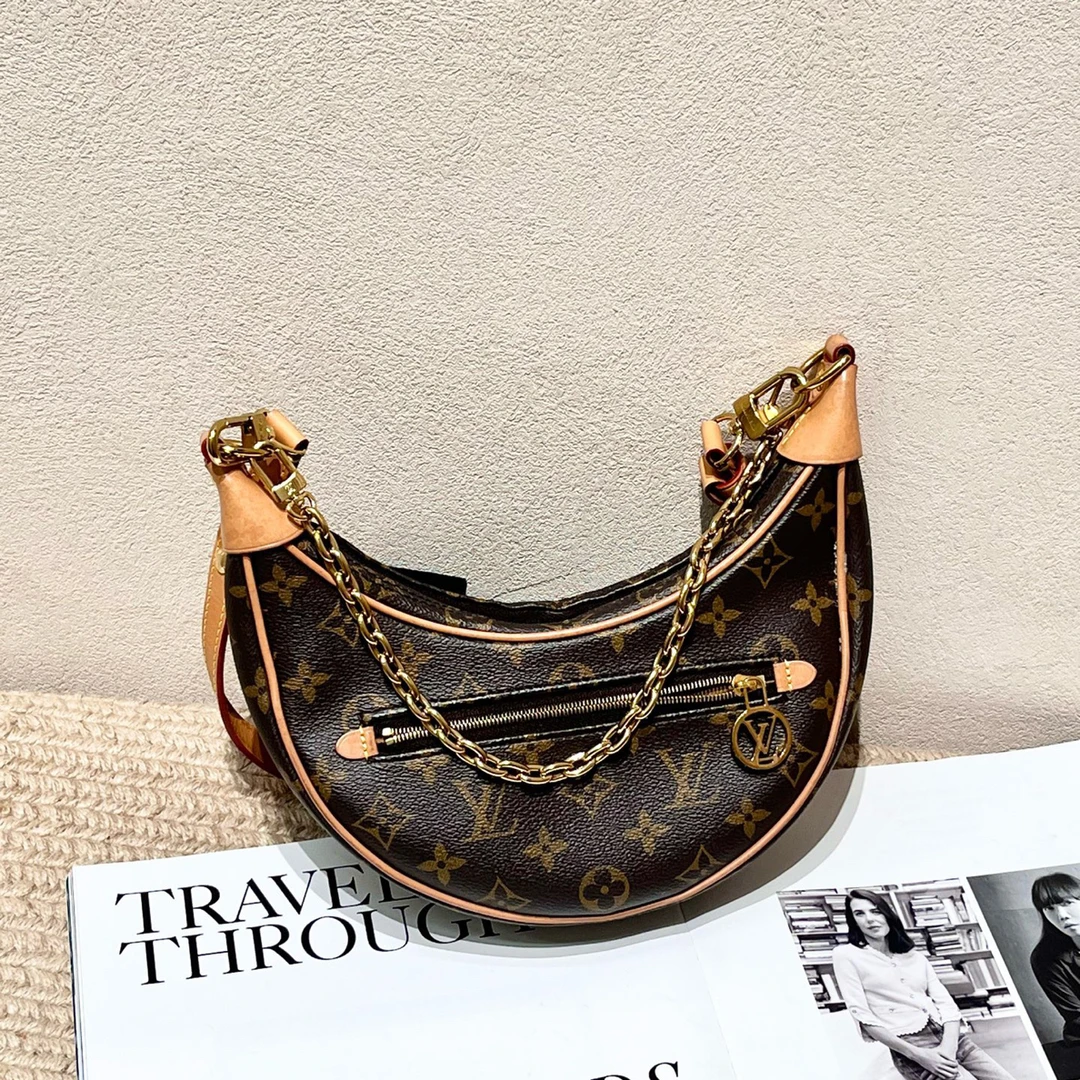 99新 LouisVuitton/路易威登 老花月亮包单肩斜挎包