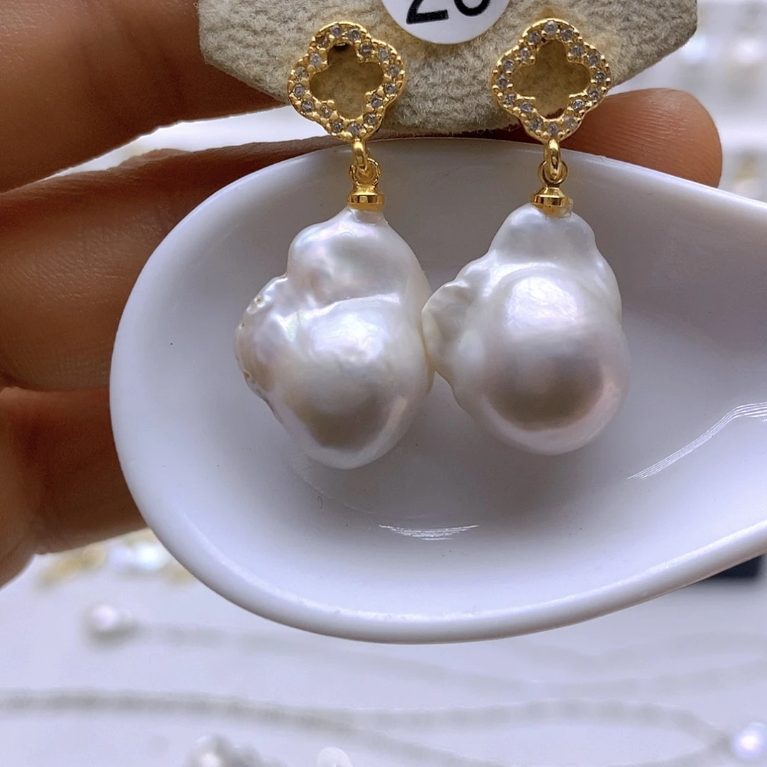 淡水珍珠耳饰银S925镶嵌