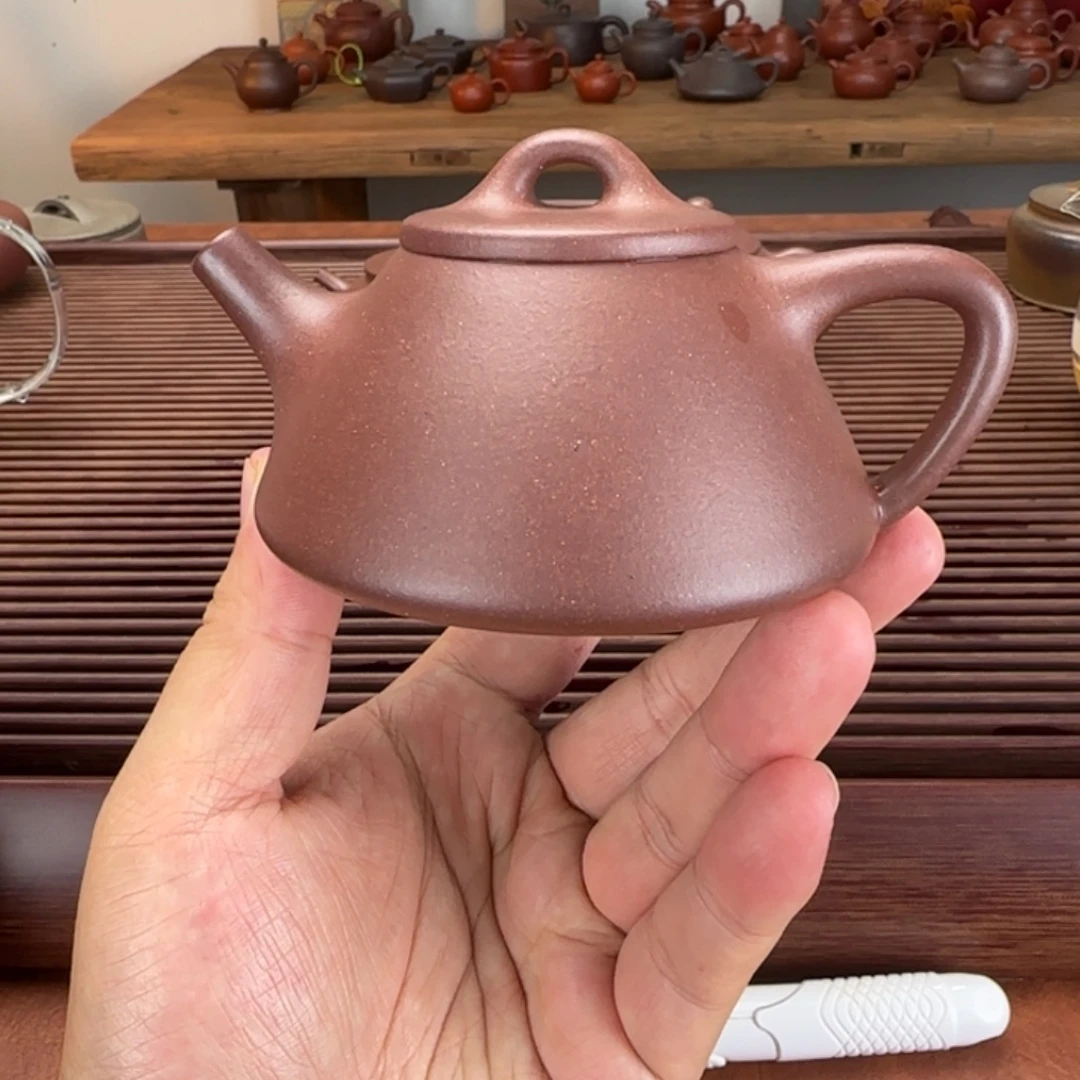 茶壶紫砂水潭紫泥140cc半手