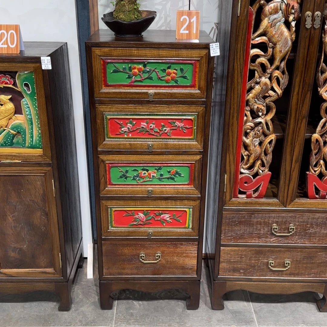 芨***草复古家具五斗柜边柜