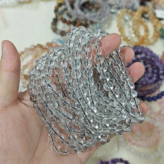 水晶手串未镶嵌高透高冰黑发晶