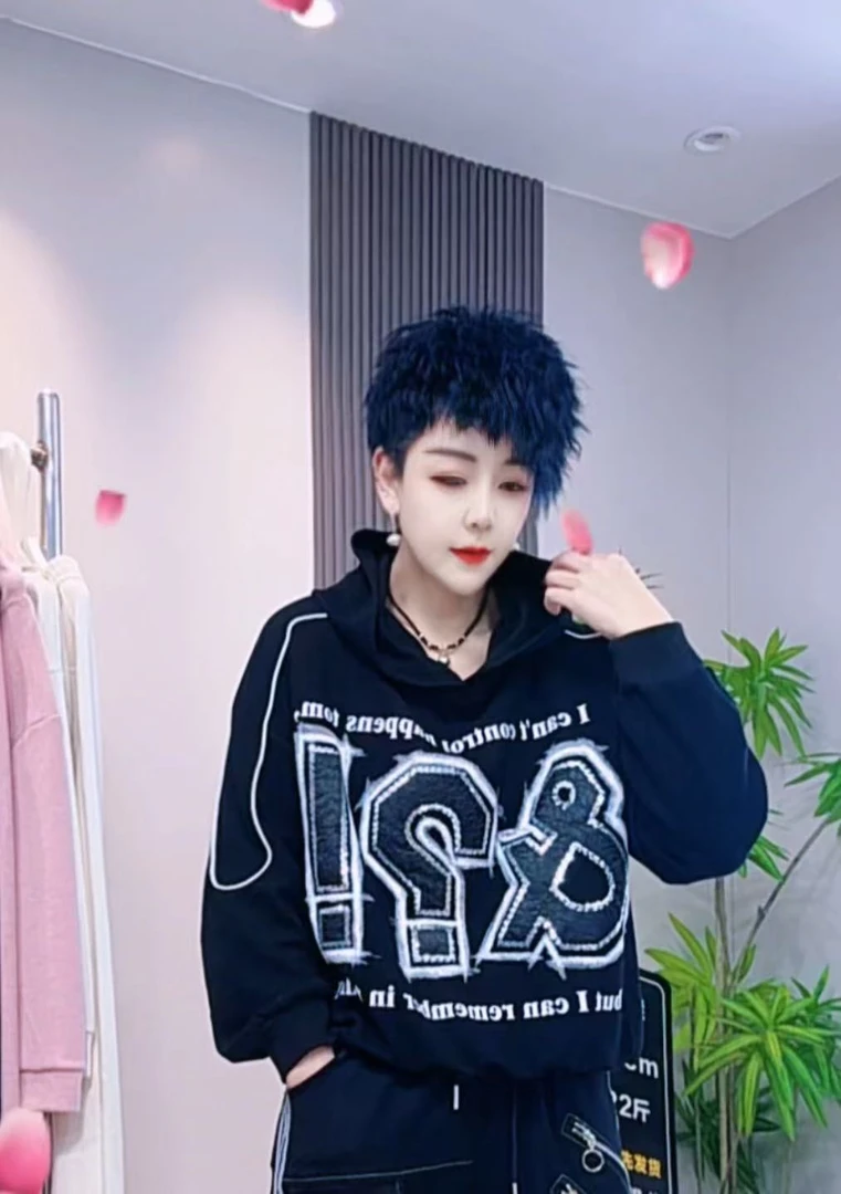 欧货2025春款女新宽松街头长袖字母休闲拼接运动卫衣上衣9229