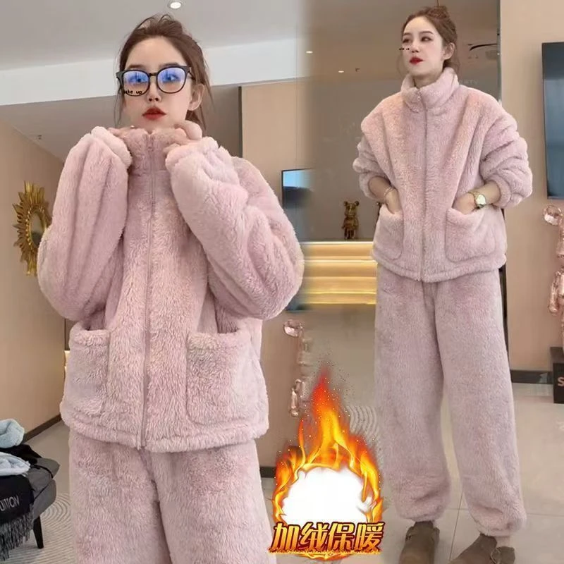 2025年新款珊瑚绒情侣女冬季保暖睡衣女冬睡衣女秋冬款
