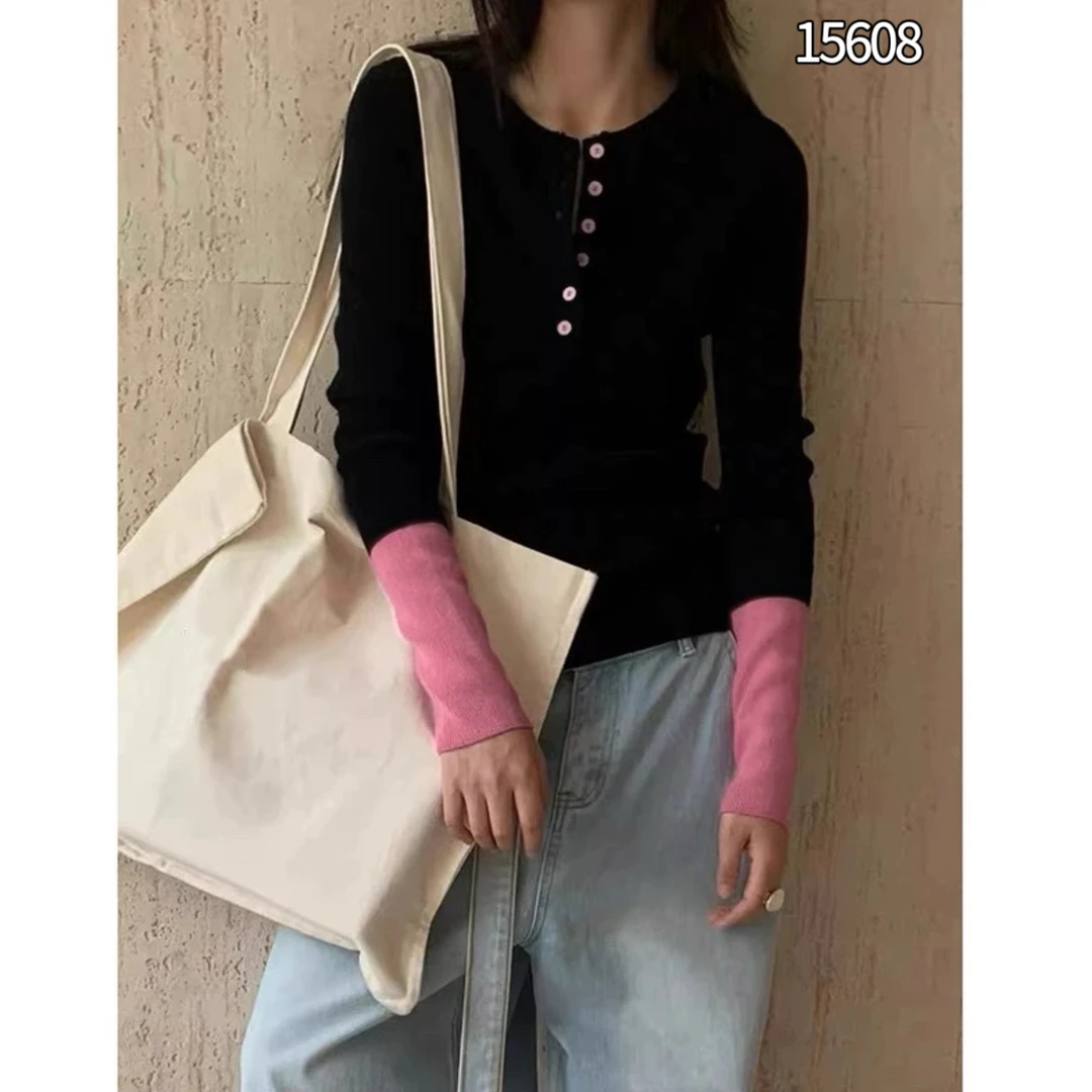 15608（部分无水洗唛，介意慎拍）CHUXUN新款手臂撞色针织长袖