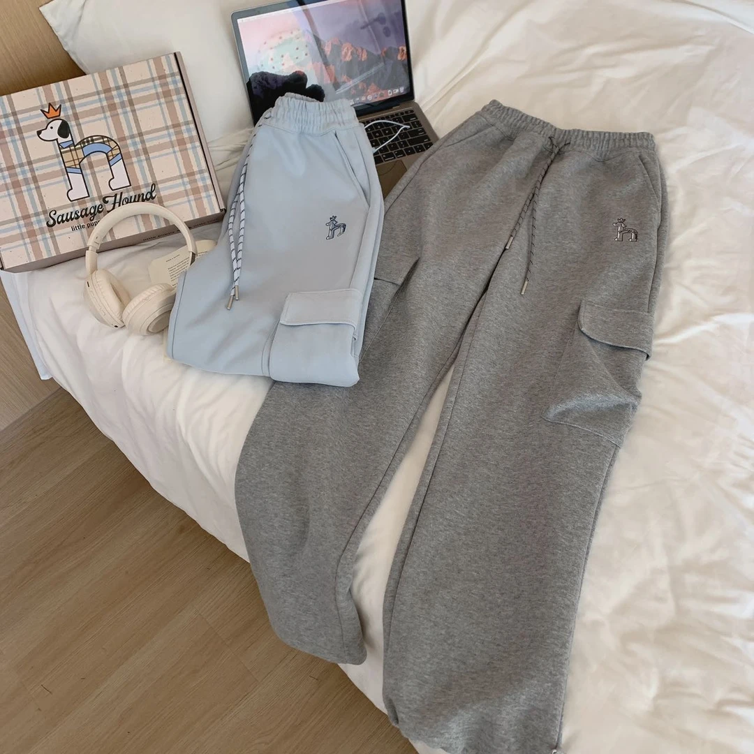 0216【春季新款】刺绣H狗狗大口袋工装裤（H6013）