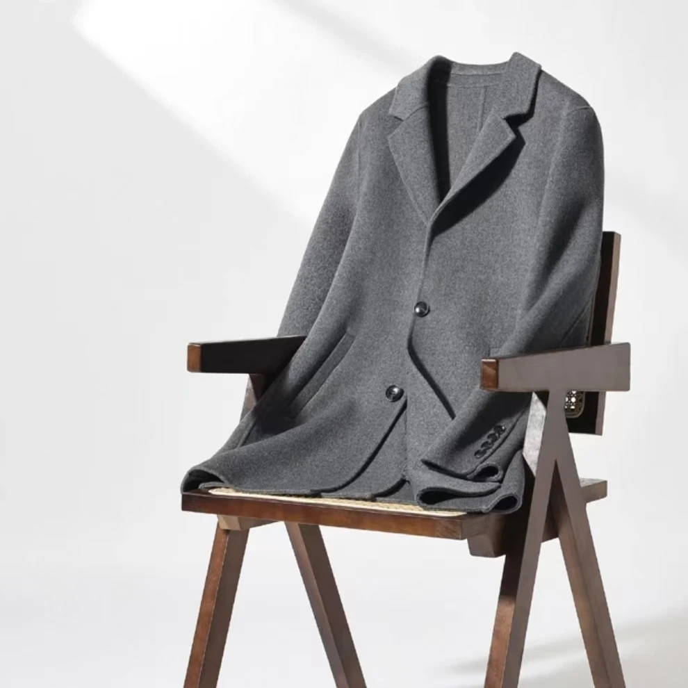 毛呢大衣冬季男士翻领呢男装秋冬时尚上衣双面呢百搭