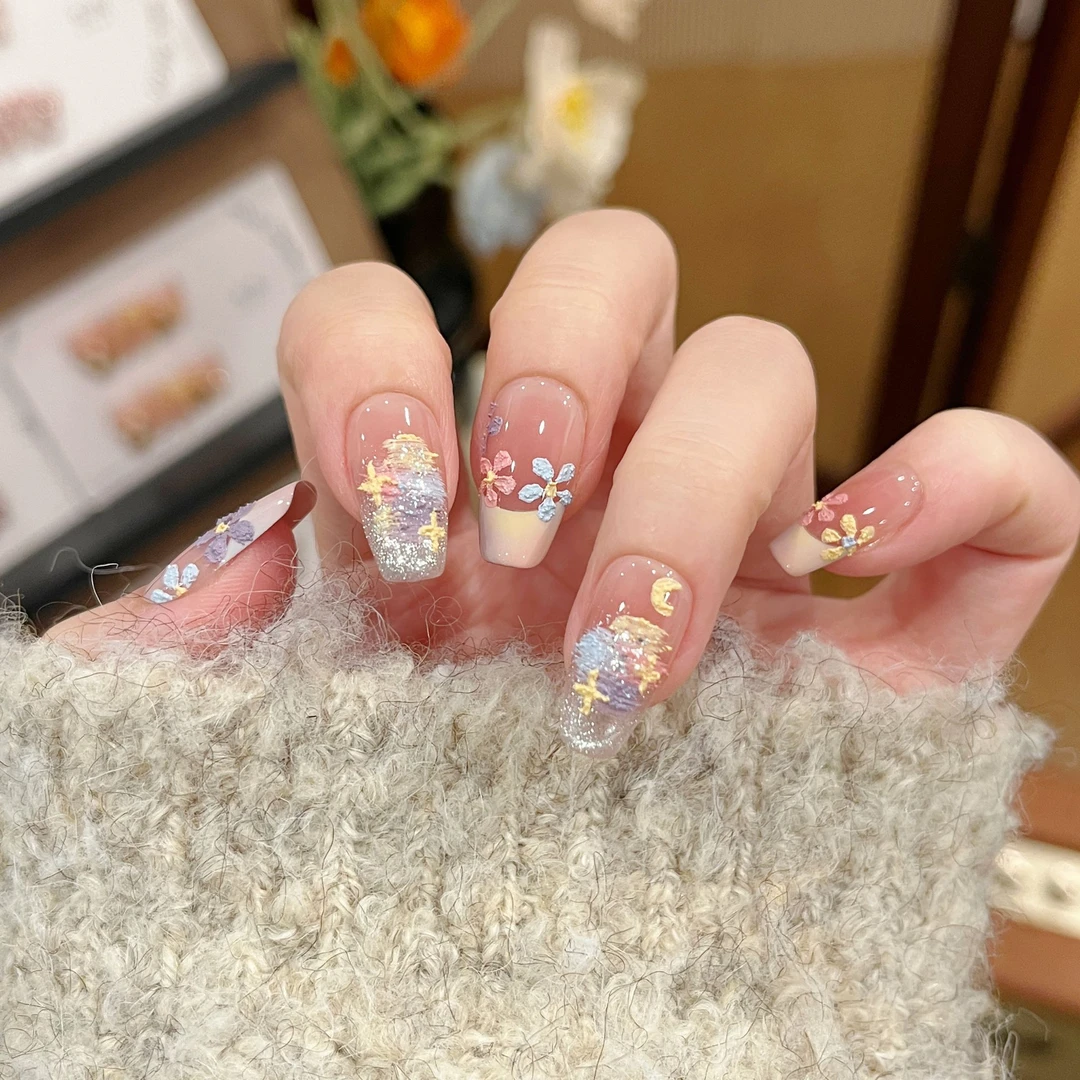 茉哉新锐【油画情诗】纯手工定制美甲拆卸穿戴甲A3641