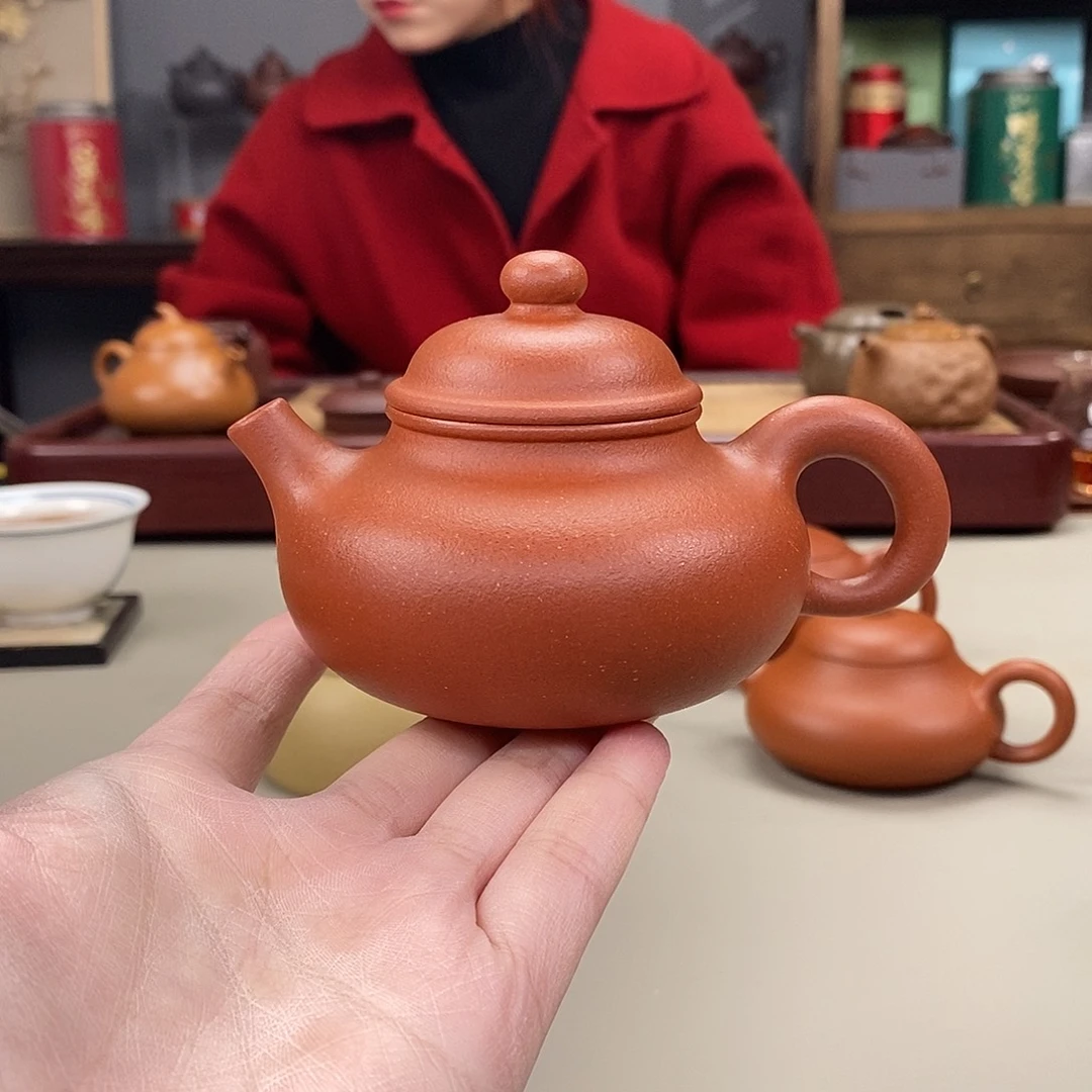 紫砂茶壶红降坡容天半手160cc