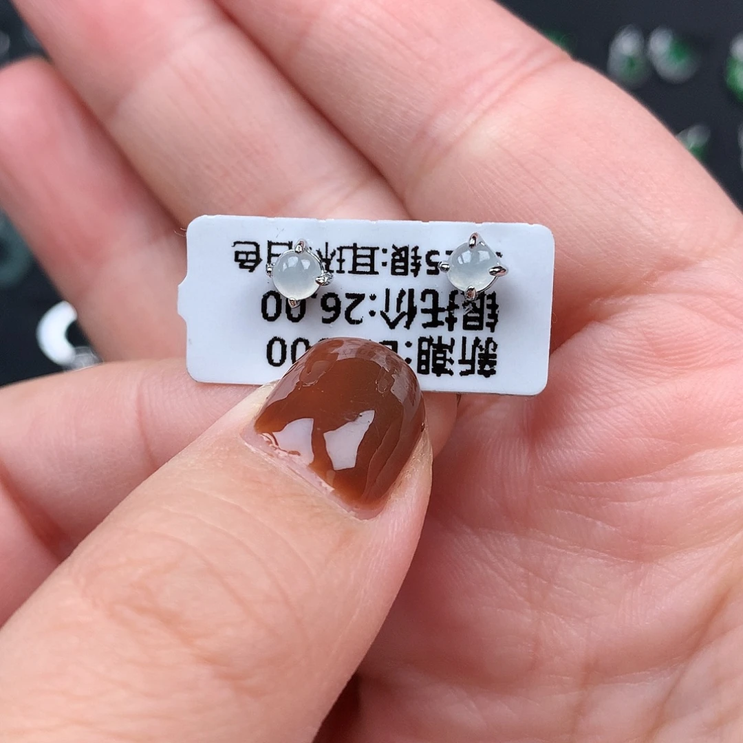 翡翠银S925镶嵌耳饰