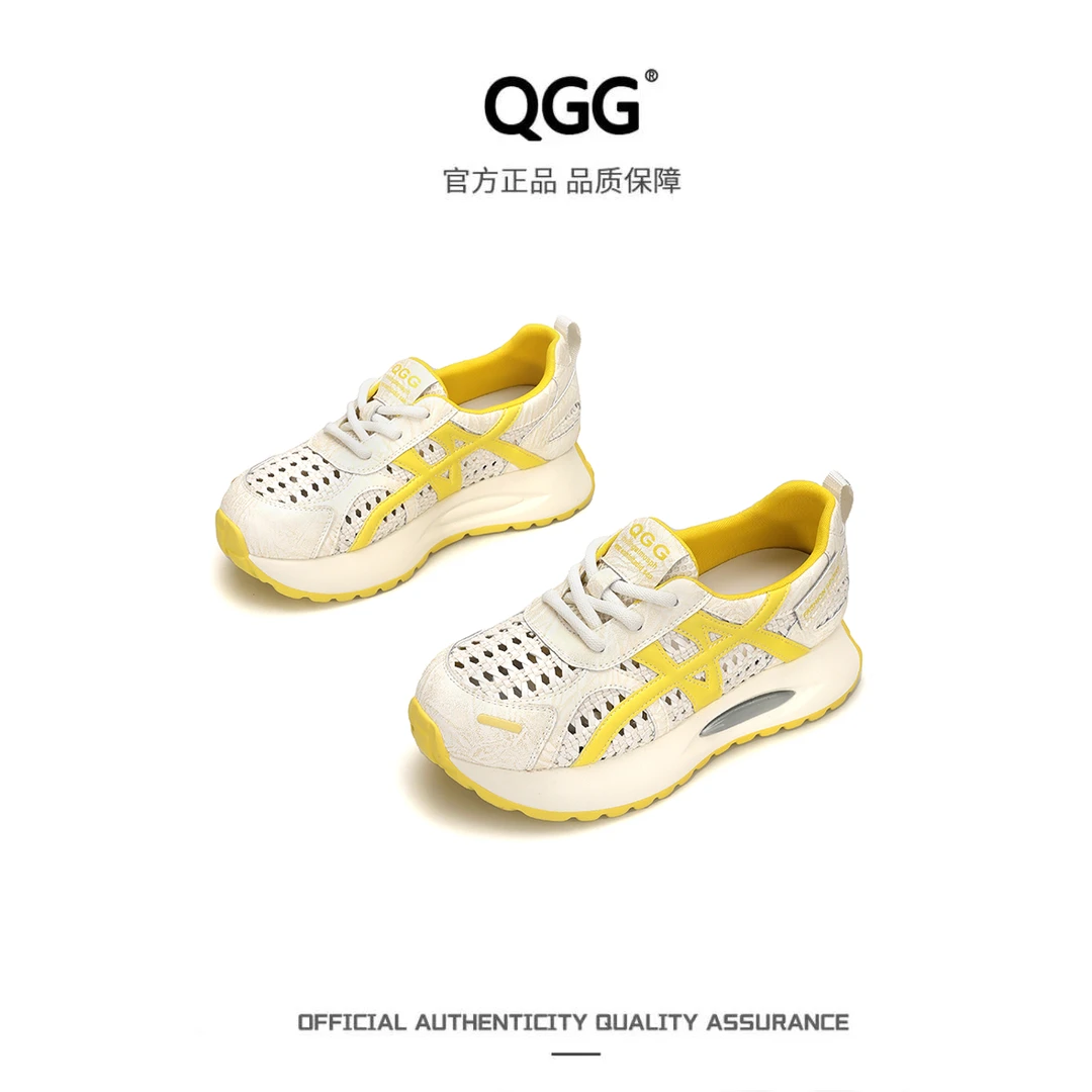 【QGG】增高5.5CM夏季新款阿甘鞋透气休闲厚底德训女鞋Q1886