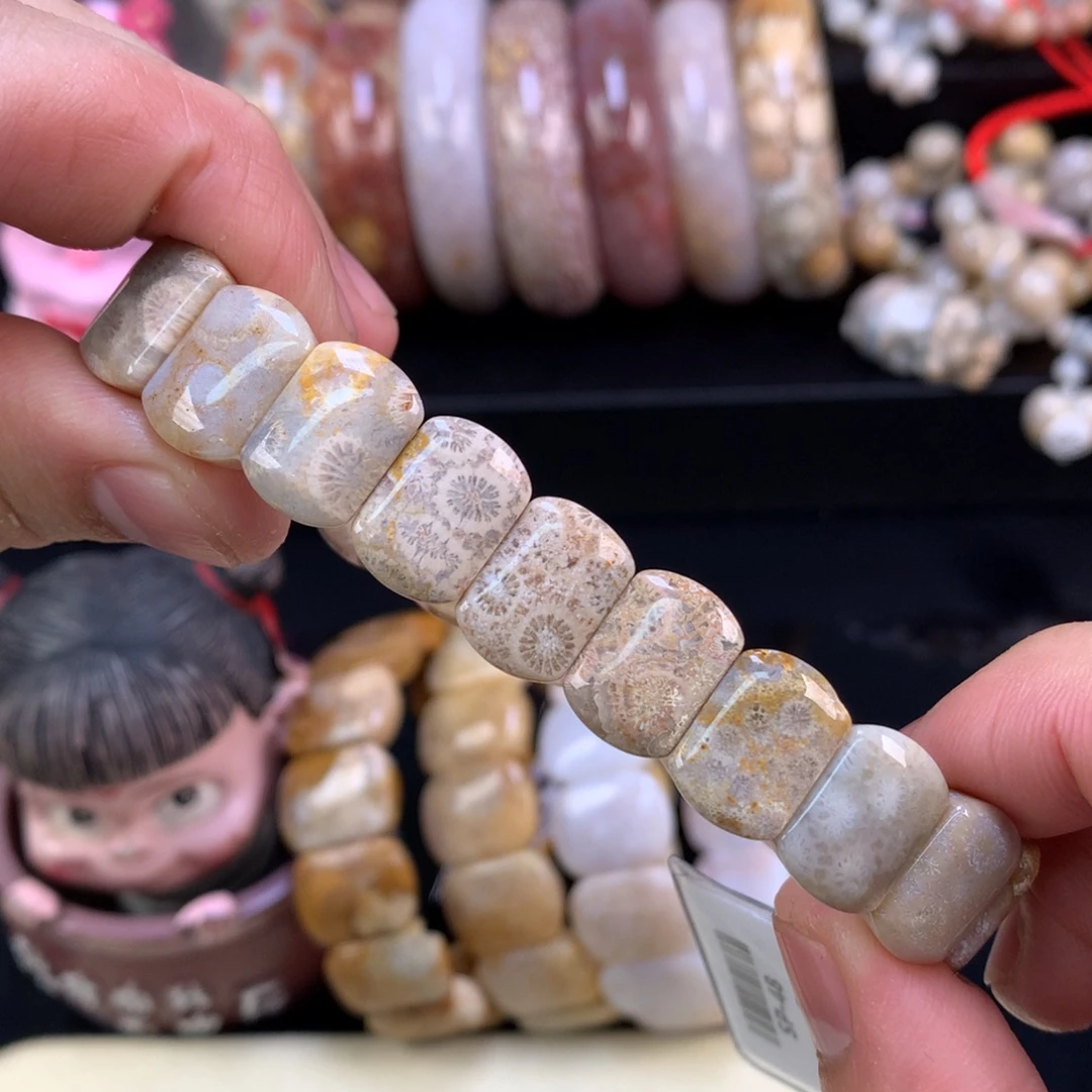 硅化珊瑚（珊瑚玉）未镶嵌手链4号柠檬片